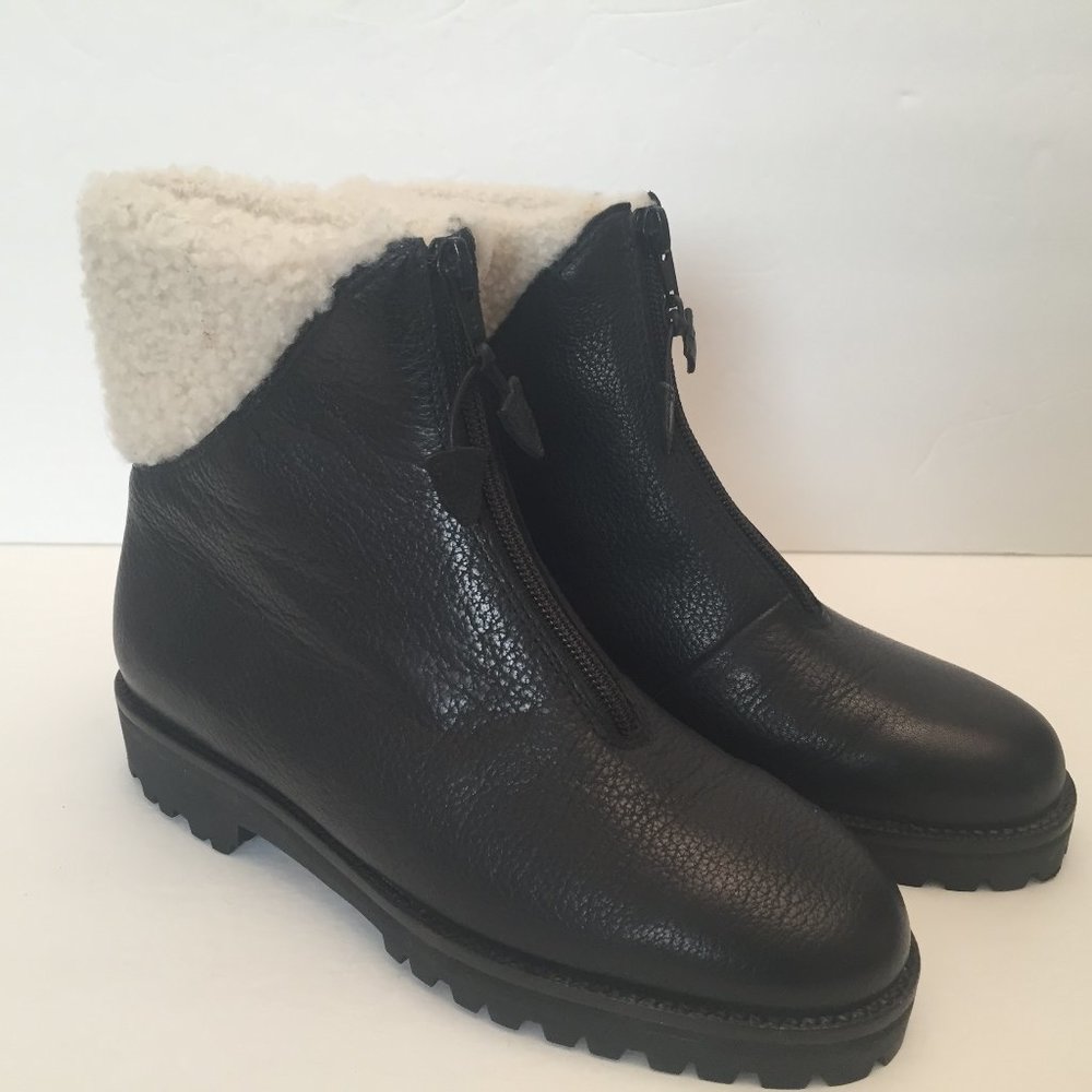 Cole Haan Fur Lined Black Leather Booties Boot 6.5
